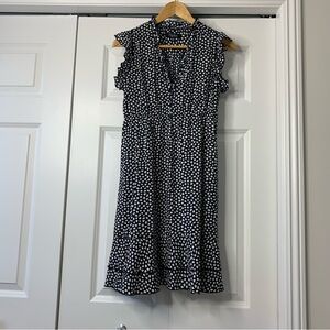 Papillon Black and White Ruffle Midi Dress Size M. NWOT